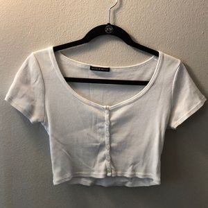 Brandy Melville White Crop Top w/Buttons
